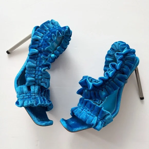 Off White allen curtain velvet ruffle sandals - Picture 1 of 13